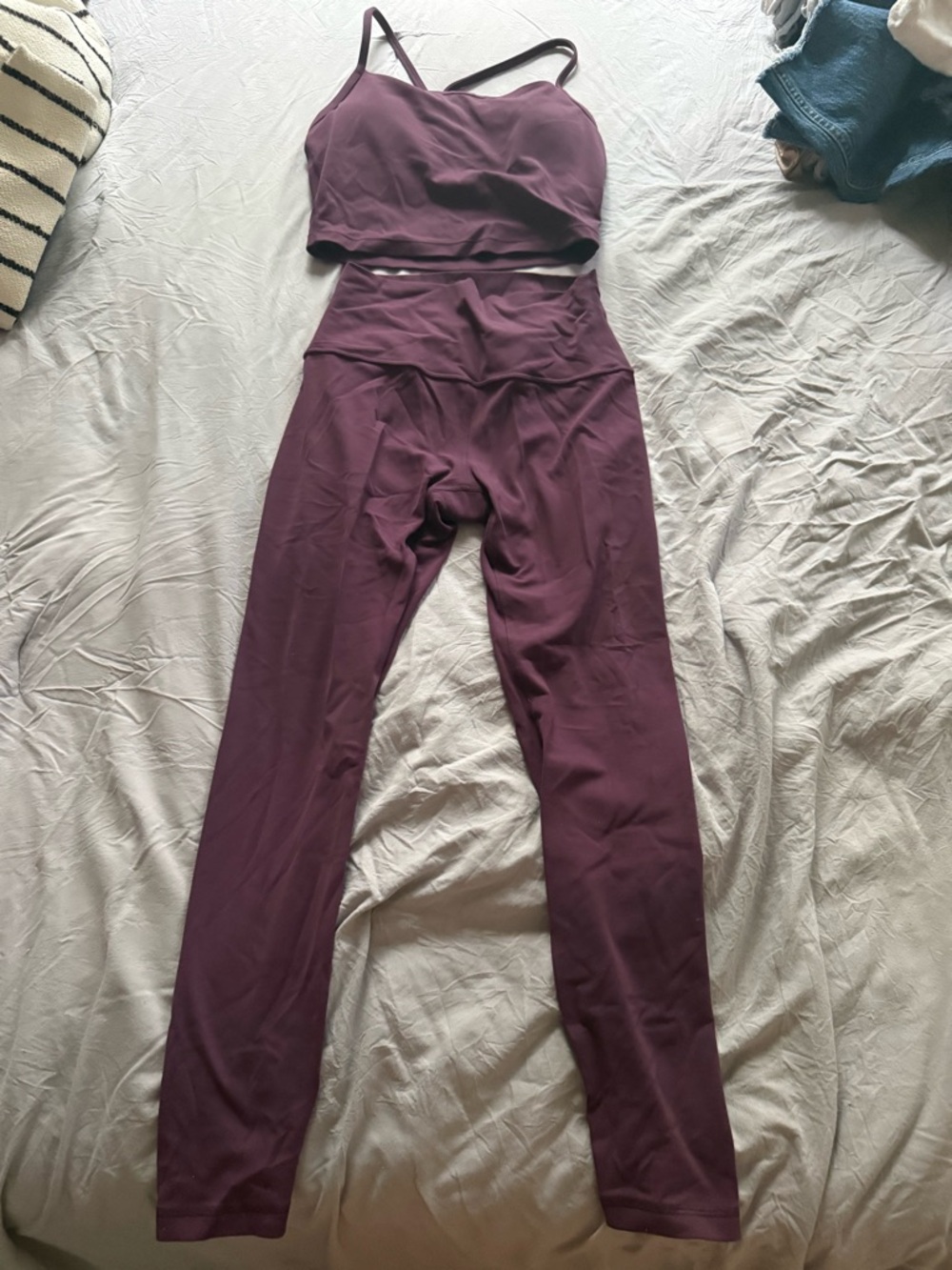 CRZ YOGA Plum High-Waist Leggings with Matching Crop Tank